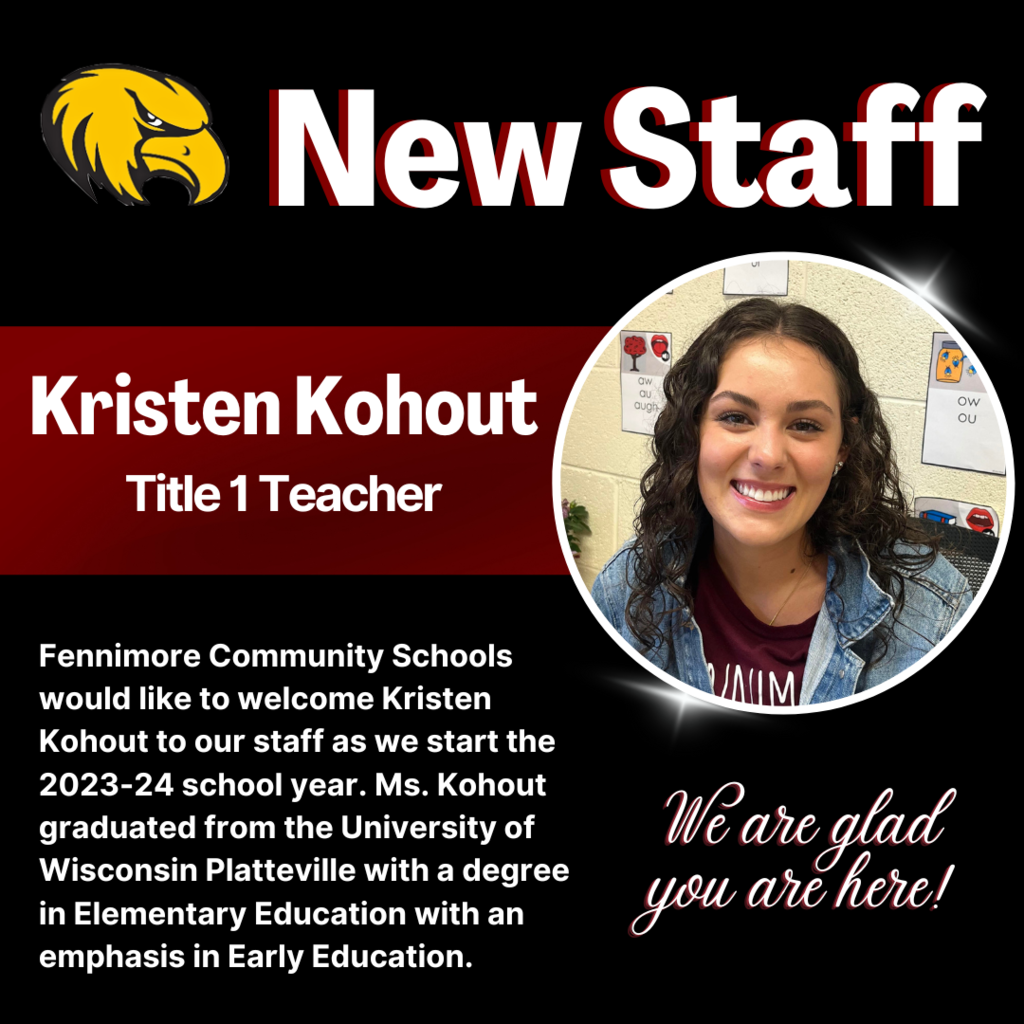 new staff member Kristen Kohout -Title 1 Teacher - recent graduate of UWP